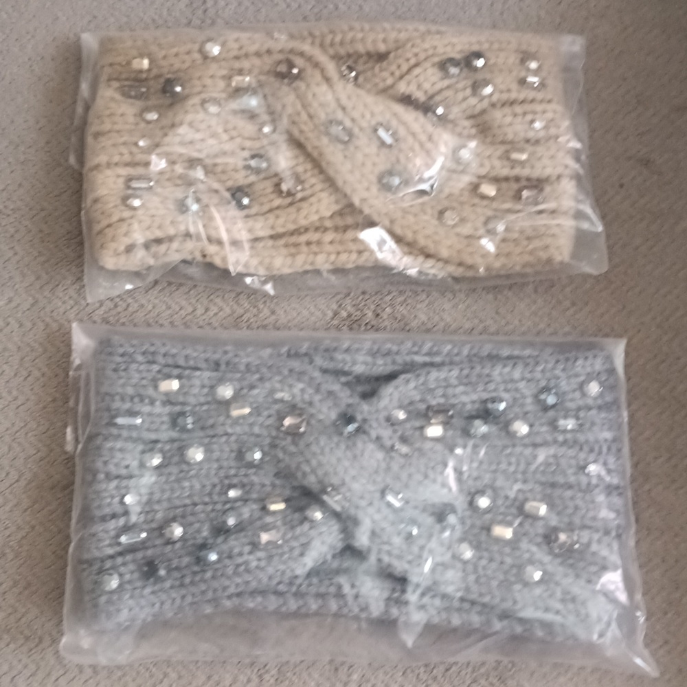 Knitted Cross Headbands Lot of 2